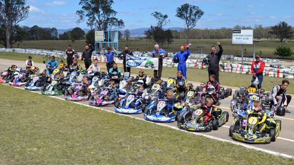 The Sapphire Coast Kart Club assemble the drivers at the recent Sapphire Cup to celebrate a strong season. 