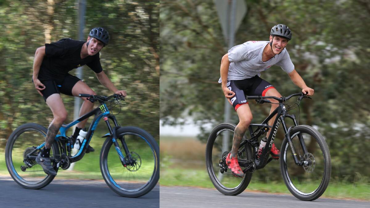 Seems familiar: A rider sending a cheeky hand gesture to his mates in 2018 and (right) again on Saturday. 