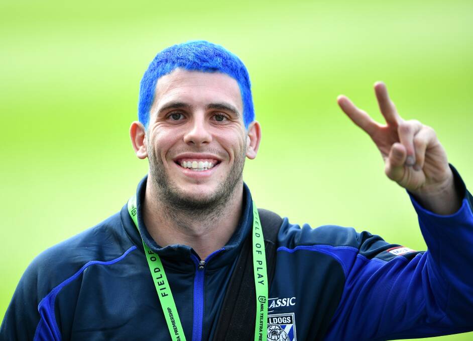 Raising awareness: Tathra export Adam Elliott and his blue hair in support of the Autism Community Network. Picture: NRL Imagery. 