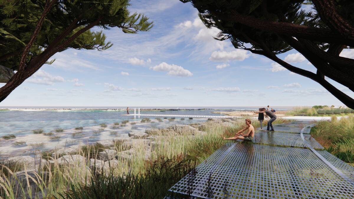 An artists impression of the Wagonga Inlet shoreline once works are completed. Picture supplied. 