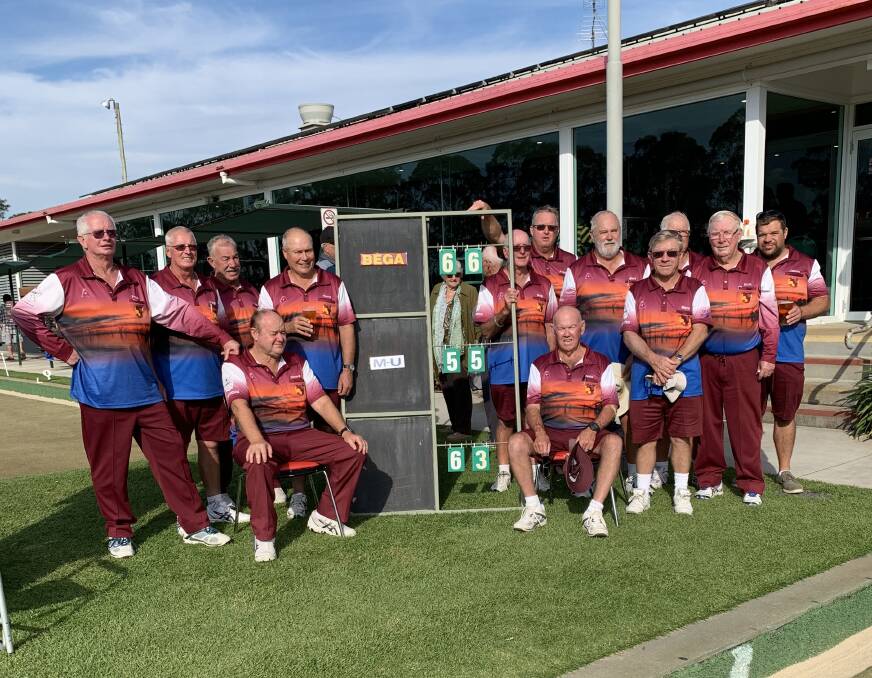 The zone final winning Bega division five pennant team celebrate the result after a good contest with Milton-Ulladulla. 