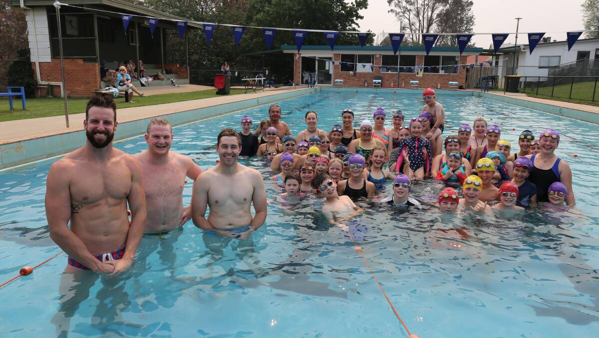 Olympians James Magnussen, Jarrod Port and Josh Beaver visited Cobargo Pool on Sunday to have some fun with about 60 club swimmers. 