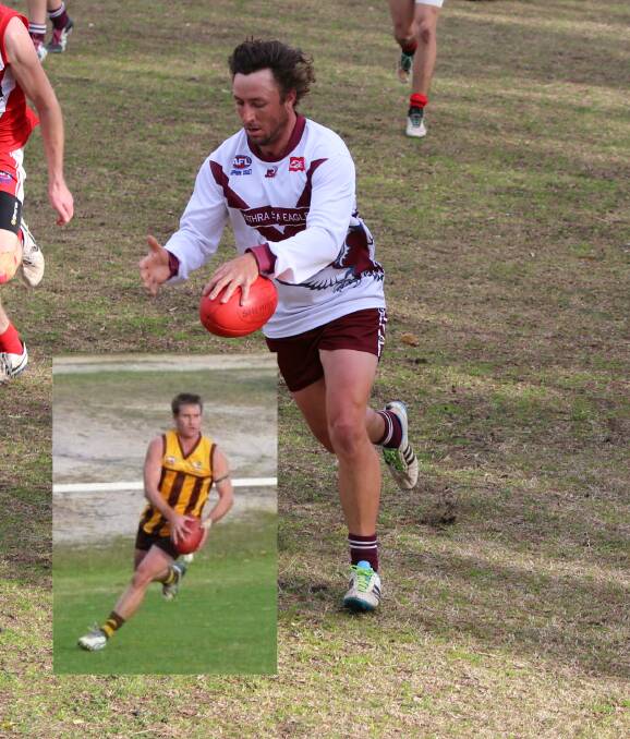 Tathra's Luke Taylor and (inset) Sean Smith of the Panthers will help forge the backbone of a decade-long rivalry for the Eagles and Pambula this weekend. 
