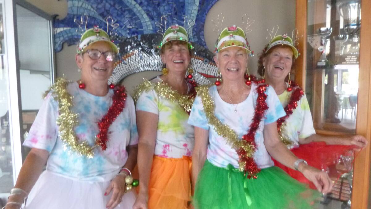 Yetti Burgess, Patty McCartney,Jo Byrnes and Denise Walter were voted best dressed group at the Christmas fun day on Tuesday.