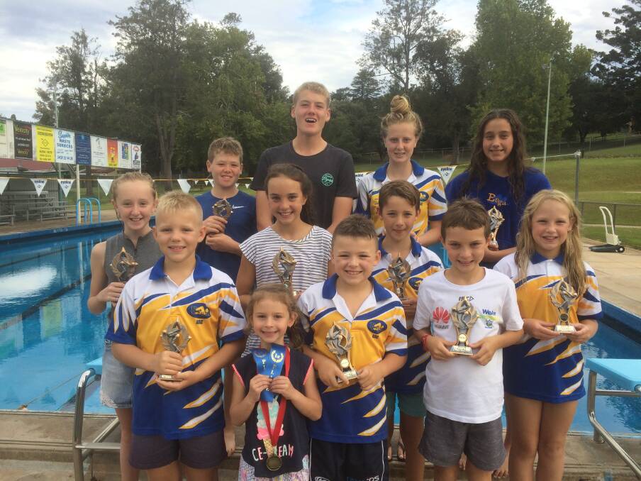 Age champs: Bega Swim club's age champions celebrate a strong year in the pool during their presentations last weekend. 