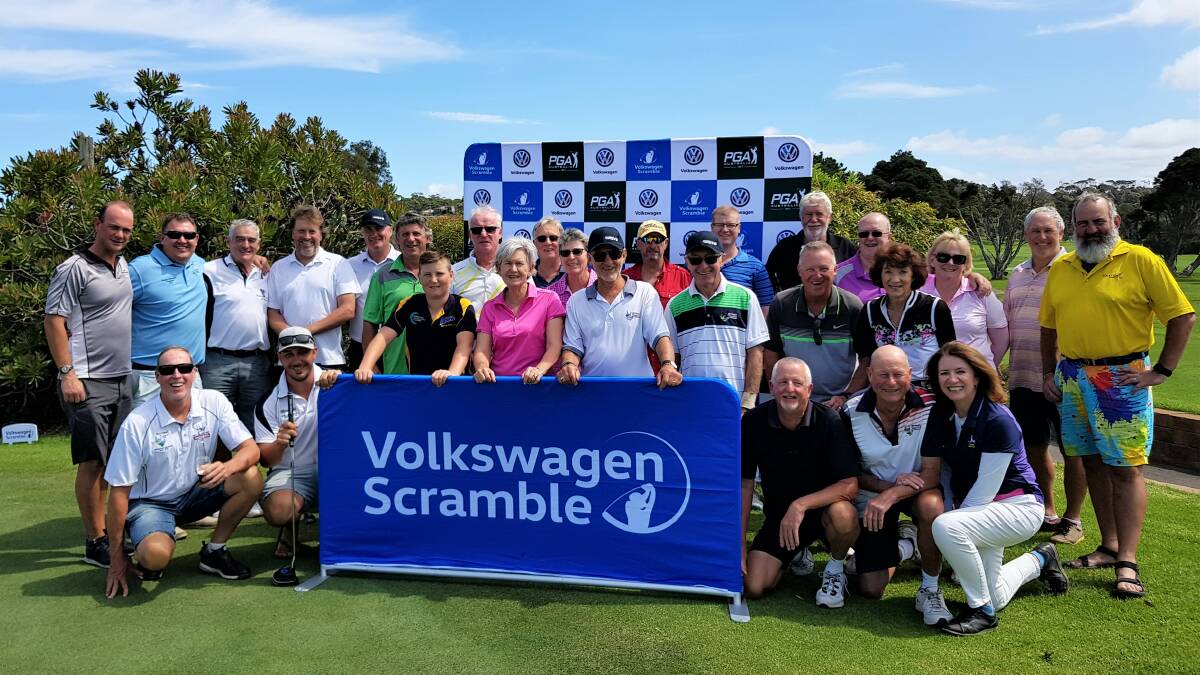 All smiles: Competitors in the Volkswagen Scramble at Bermagui enjoyed warm sunny conditions for the annual fixture. 
