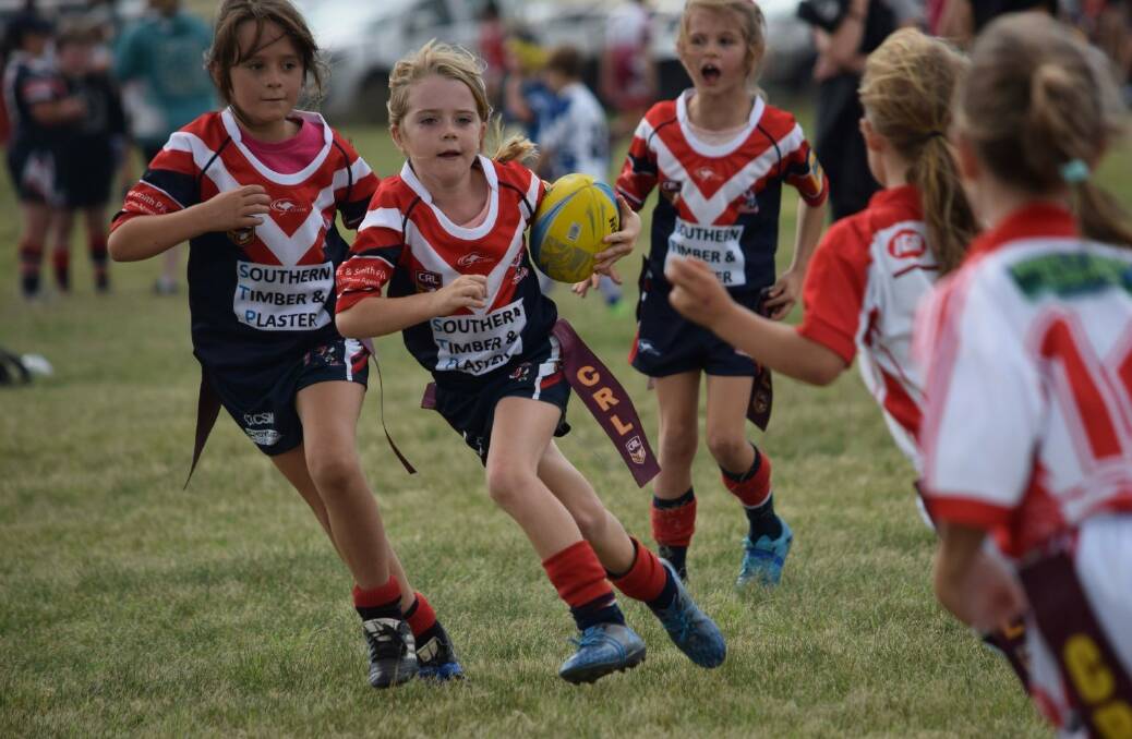 Young Rooster: Growth in league-tag and minis footy will see 108 teams in the Group 16 minor league carnival on Saturday. Picture: Wendy Deighton. 
