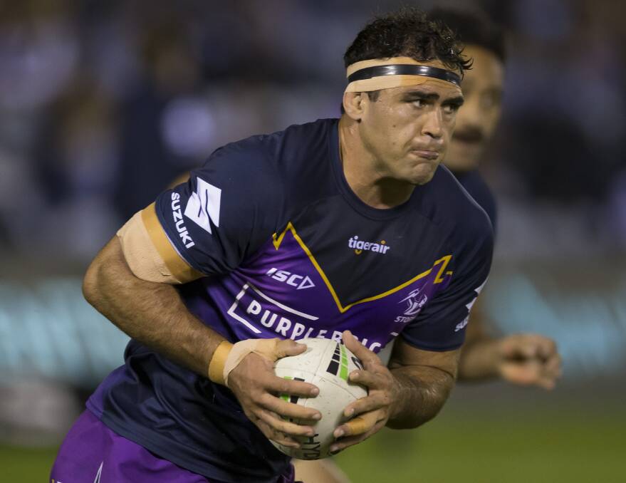 In contention: Melbourne Storm lock Dale Finucane hasn't had any calls from the Blues camp, while it appears selectors have cooled on Euan Aitken in the centres. Picture: AAP. 