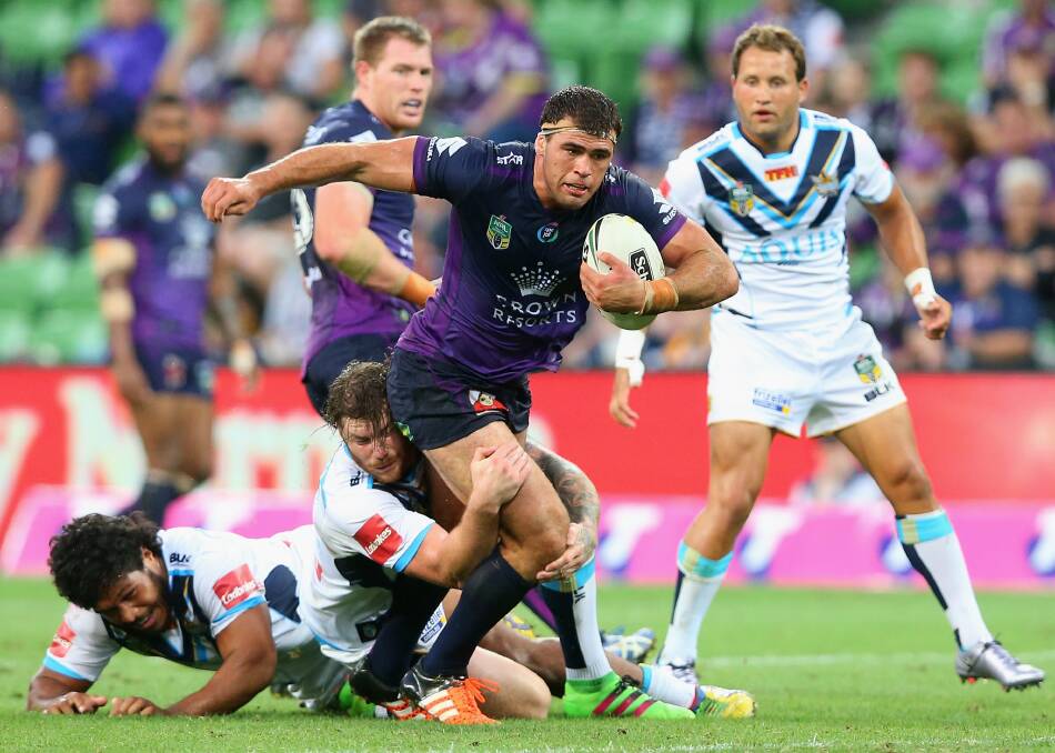 Relief visit: Dale Finucane will return to Bega on Saturday with Melbourne Storm team-mates to visit and help in Brogo, Cobargo and a skills clinic in Tathra. Picture: Getty