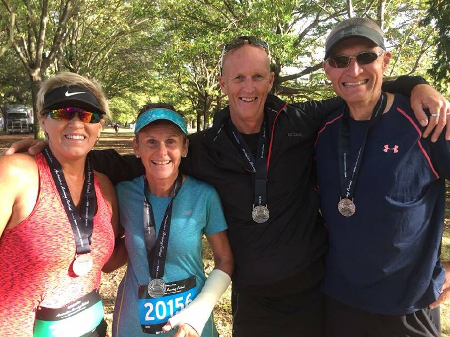 10km run finishers at Canberra over the weekend are Pennie Strachan, Cath Griffin, Bryce Strachan and Glenn Edmonds.
