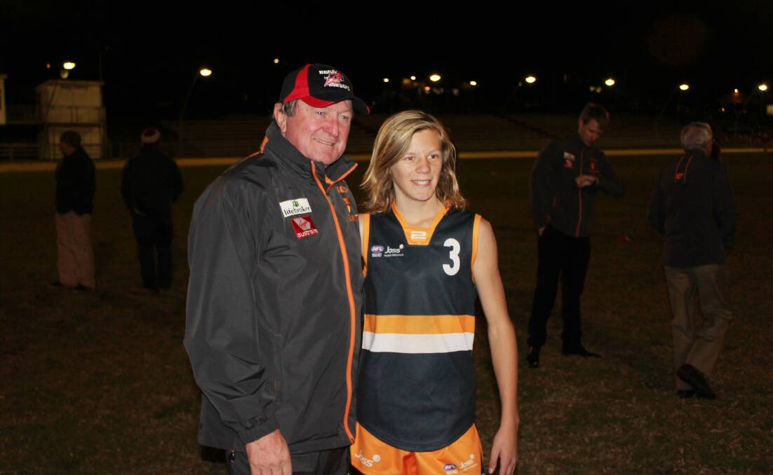 GWS Giants board member Kevin Sheedy catches up with Billy Stubbs in a 2014 meeting with a new development program starting on Monday. 