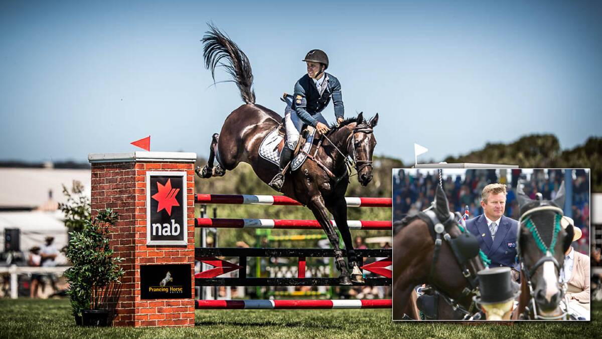 On top of the world: Clint Beresford and Emmaville Jitterbug ride to victory in the Australian World Cup and (inset) World Driving Champion Boyd Exell. 