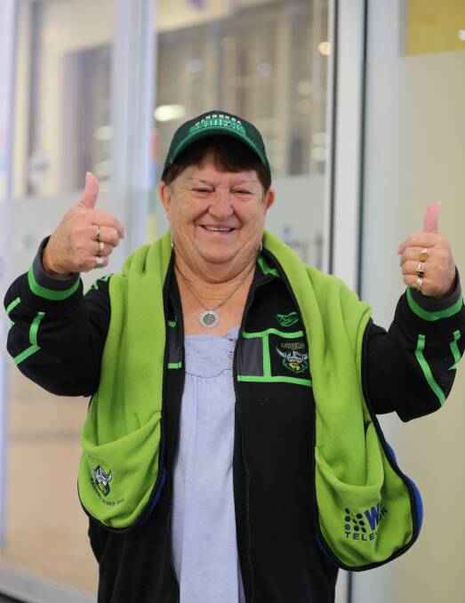 Diehard fan: Dot Chapman can't wait for the Canberra Raiders to take on the Bulldogs in an NRL trial in Bega this weekend. 