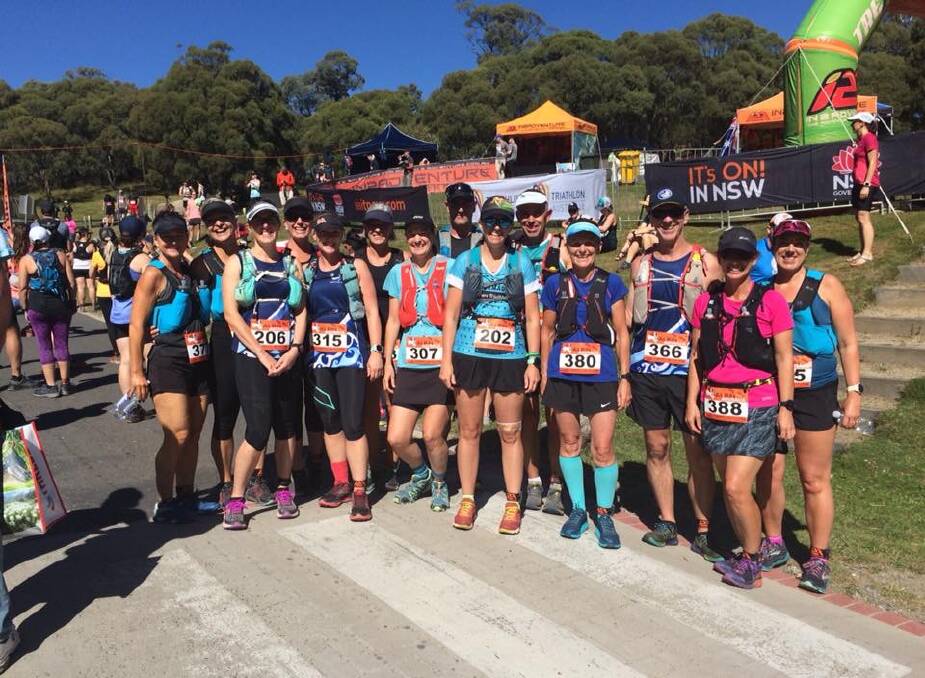 Shoes laced up: Sapphire Coast Runners members line up for the start of their distance events at Lake Crackenback over the weekend. Picture: supplied. 