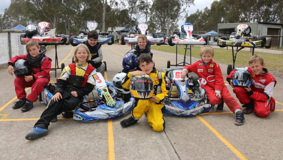 Go karters: Juniors lined up on the grid at the start of last year's Sapphire Cup go karting race meet. 