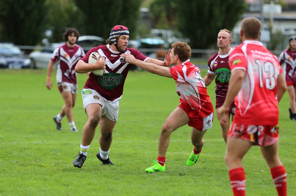Big rig: Tathra forward Declan Bower-Scott, pictured against Narooma, plowed through Moruya's defence last weekend to score a pair of tries. 