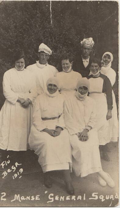 A sign of the times: Bega nurses in their personal protection equipment after the Spanish Flu outbreak reached the Bega Valley in 1919. Picture: supplied. 