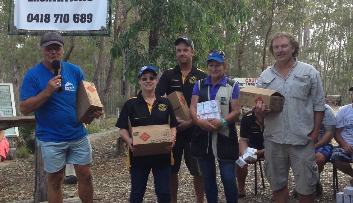 Ladder toppers: Over and under winners at the Bermagui Field and Game club shoot are Peter Tomasi, Wayne Morris, Mick Durnan, Corina Rowling and Wendy Crouch.