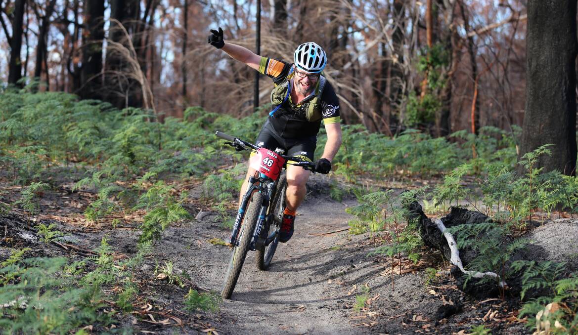 All cheers: Stoked to be on track for the 2018 Enduro is King Nelba 75km distance rider Paul Rowan on Sunday morning. 
