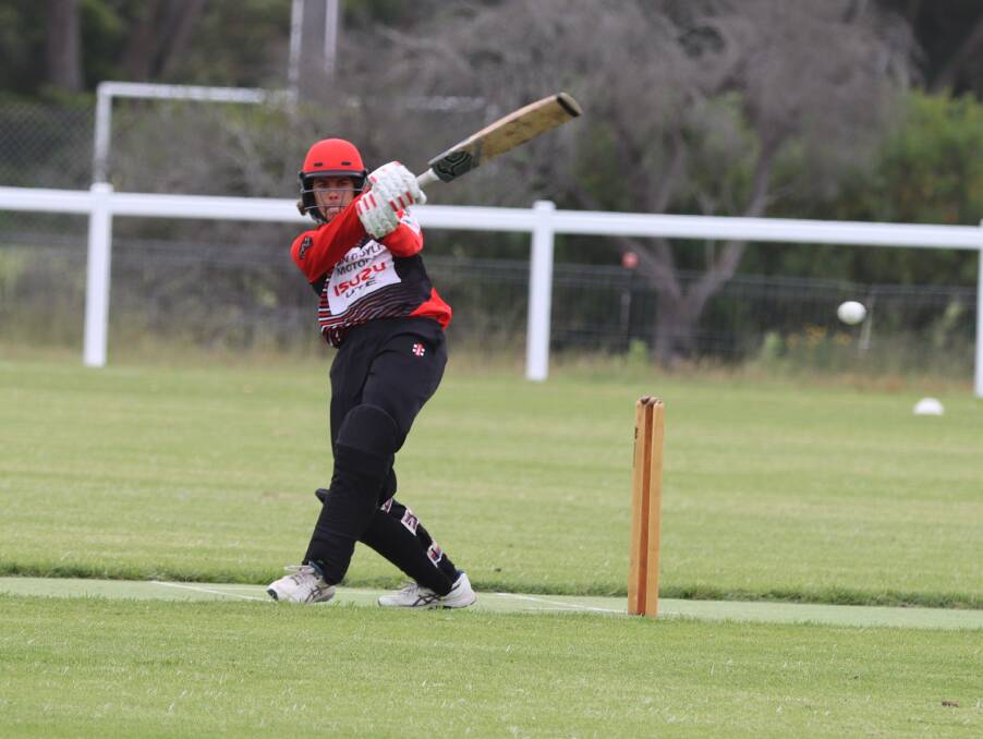 Rahul Mudaliar gets a good hit on the ball and watches it sail for the fence on Saturday with the Eden Cricketer named for the ACT Southern Bradman Cup side. 