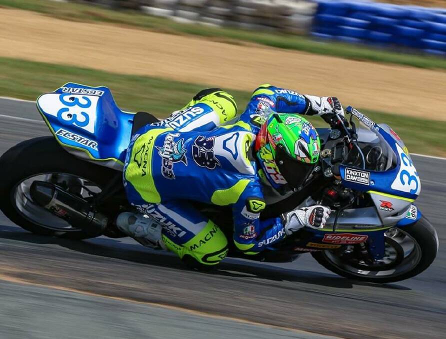 Down but not out: Suzuki Ecstar bike racer Reid Battye was injured during a crash at Winton Raceway on the weekend but expects to make a swift recovery. Picture: Facebook. 