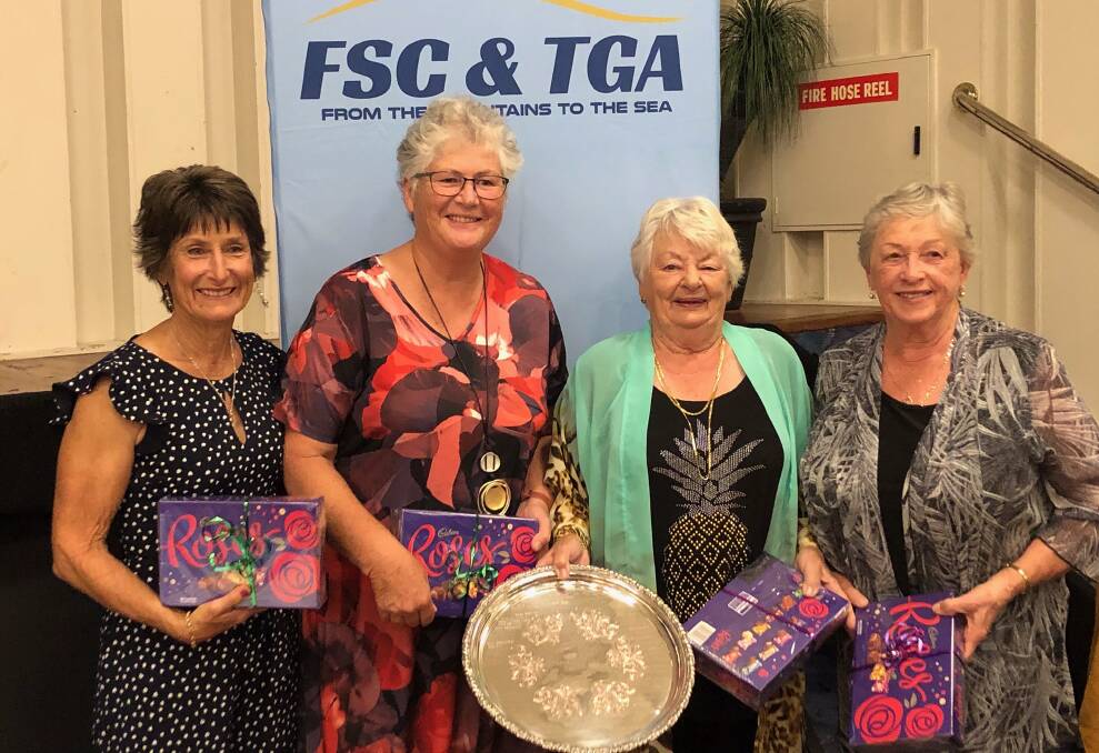 Wendy Hergenhan, Annette Britten, Gillian Petersohn and Barbara Ubrihien during the prize ceremony at the FSC and TGA annual tournament. 