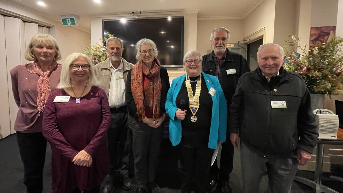 Bega Rotary members celebrate the changeover dinner at The Grand Hotel Bega. 