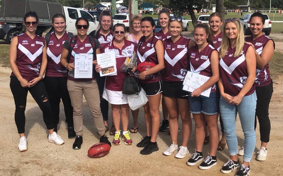 Hungry: Members of the Eaglettes during recent fundraising efforts are keen to face the Whalers in a grand final rematch. 