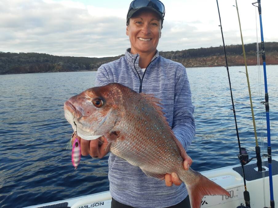 Dedicated angler Bianca Bamford with a lovely local snapper taken using a twin hook micro jig.