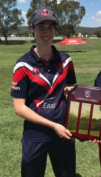 King effort: Wolumla's Janet King, pictured in her Eastlake gear with the Glenda Hall Shield, top scored in the debut women's play on Sunday. Picture: Facebook.