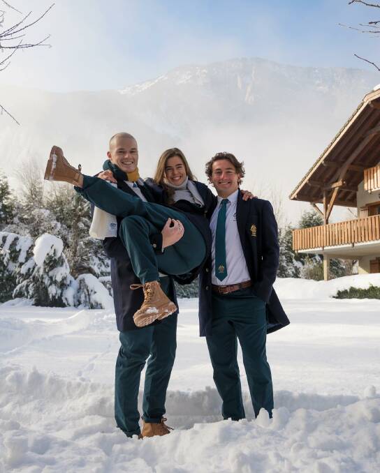 Cooper Woods (right) with Australian Winter Olympic team-mates show off their official attire recently. Picture: Facebook. 