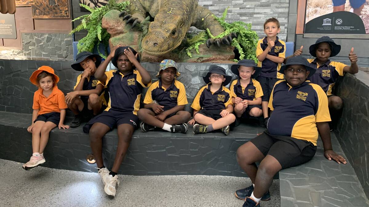 The 2020 cohort of Urandangi State School on a visit to the Riversleigh Fossil Centre in Mount Isa.