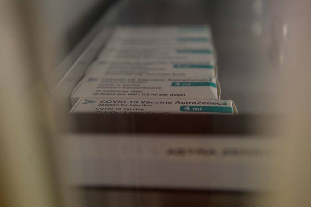 The AstraZeneca vaccine in the refrigerated cabinet when it first arrived in Murray Bridge in South Australia. Photo: Dani Brown