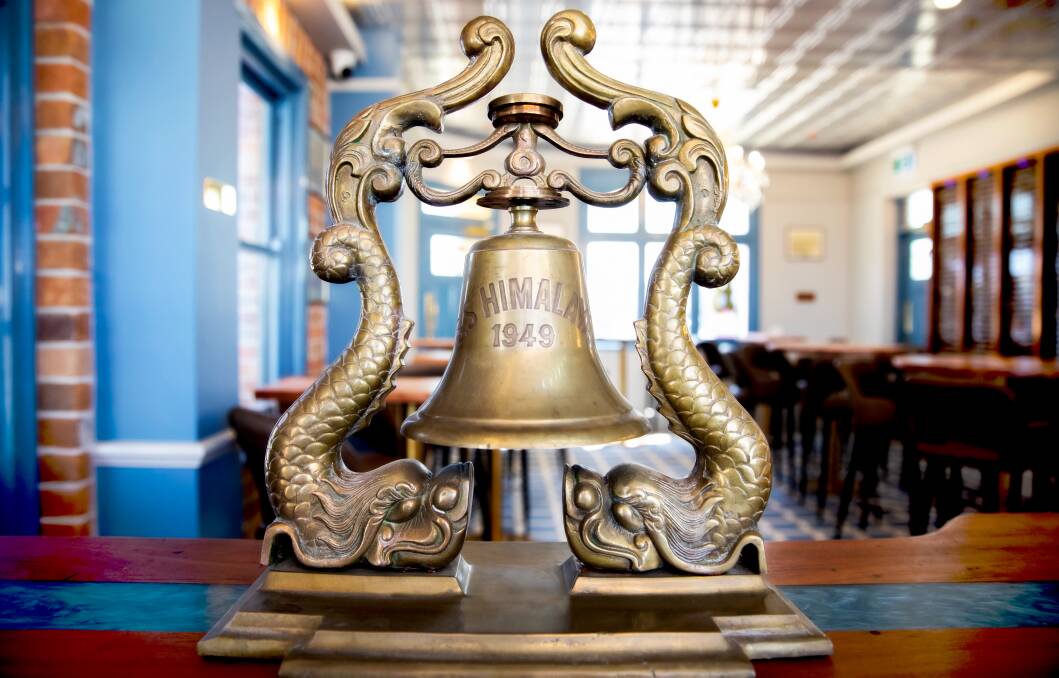 The bell from the SS Himalaya, now in the hotel's bar. Picture supplied