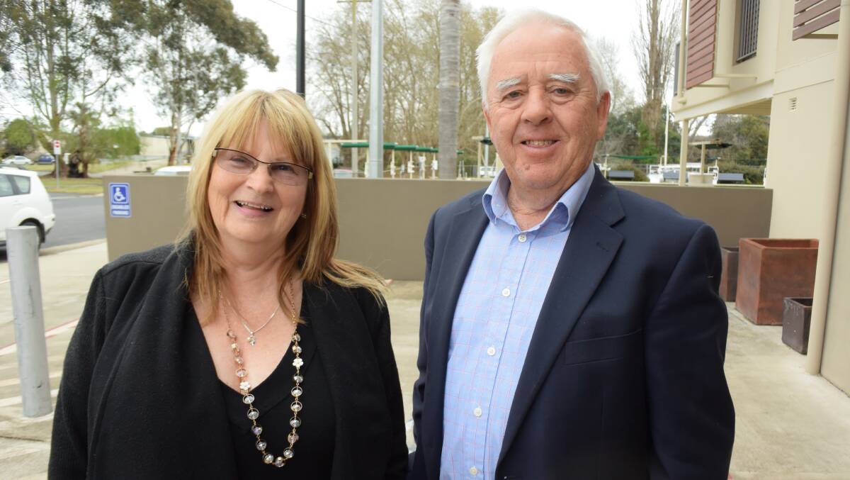 Sapphire Coast Tenancy Scheme CEO Sue Ogier and chair Bill Taylor after Wednesday's housing and homelessness roundtable at Club Bega. Picture: Alasdair McDonald