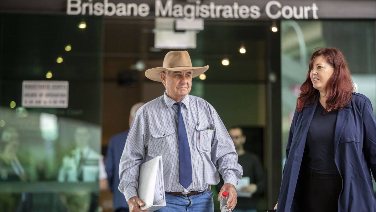 BANKING ON IT: Farmer Mel Ruddy after giving evidence at the Brisbane Magistrate Court on Thursday. Picture: Glenn Hunt