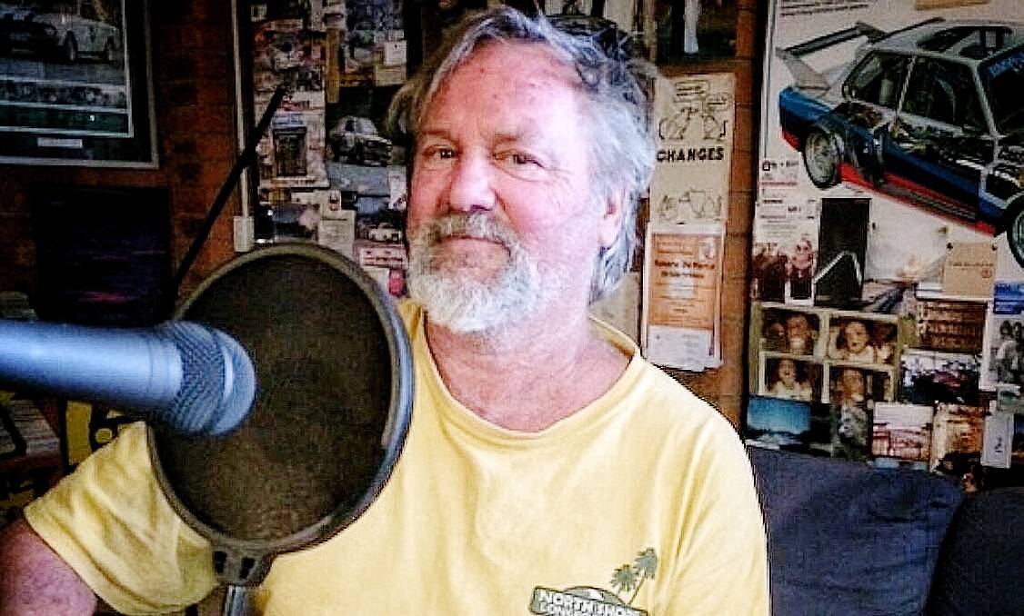 SOOTHING THE SOUL: Vimy Ridge Road resident Allan Noble recording his song titled Red Dress at the PBGB Shed in Pambula Beach. Picture: PBGB