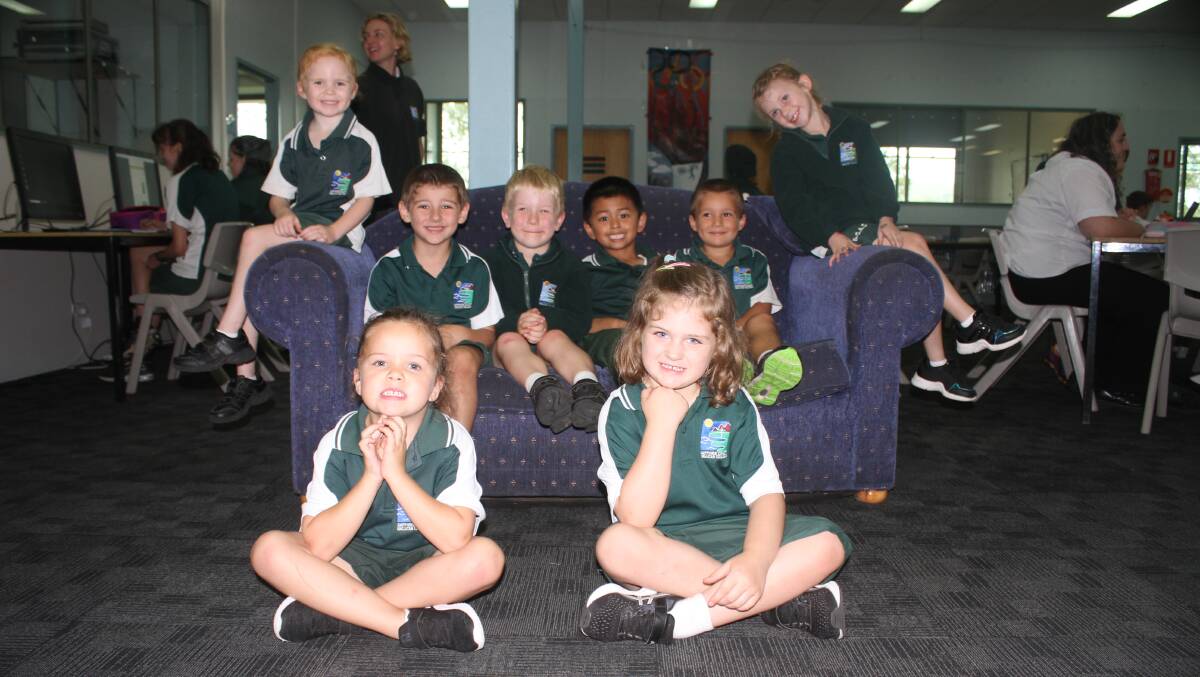 BIG SCHOOL: New Sapphire Coast Anglican College Kindergarten pupils Zaida, Hudson, Hugo, Henry, Mikey, Josephine, Lara and Bella-Rose.