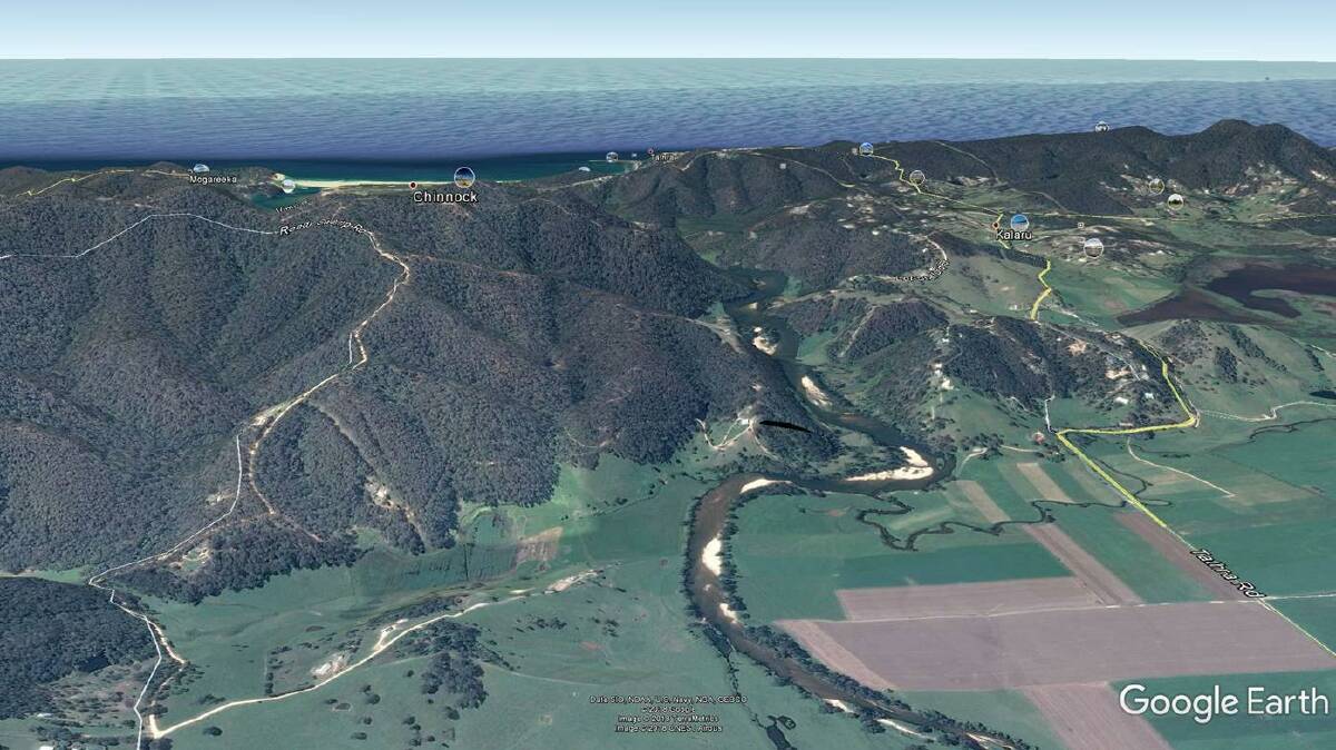 The March 18 fire moved quickly towards Tathra. Picture: Google Earth
