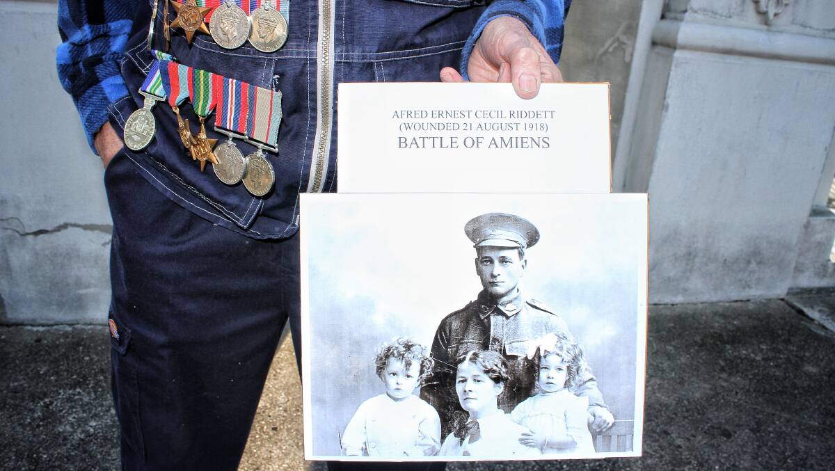 Ross Riddett's grandfather Alfred (pictured) was shot in the leg during the Battle of Amiens. Picture: Alasdair McDonald