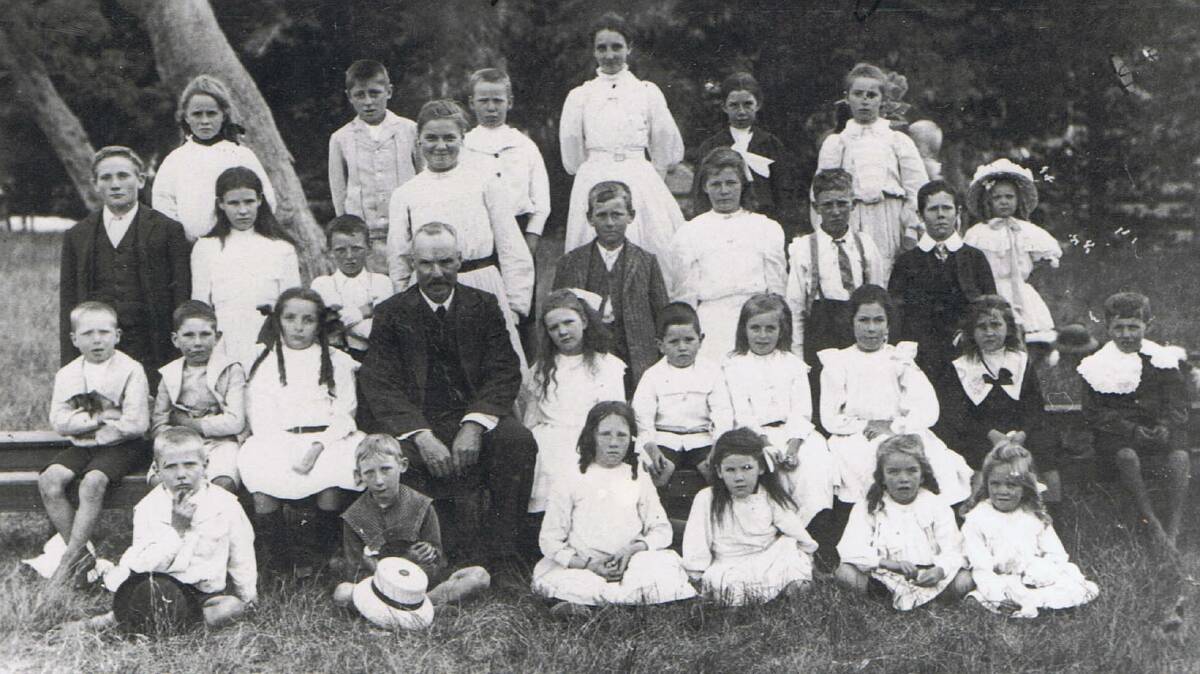 Early learning: This image shows Mr Richards with his Tarraganda School pupils in 1910. Picture: Bega Pioneers Museum