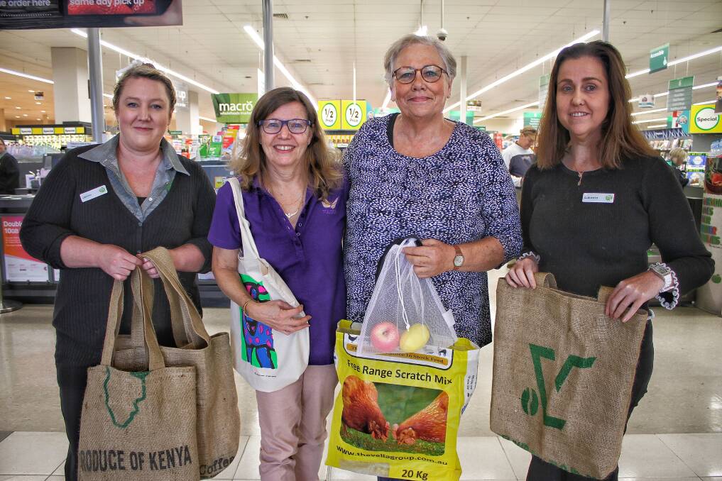 NEW HABITS: Woolworths' customer service manager Jenna Le Gras, Tulgeen Disability Services' volunteer Nellie Pryke and CEO Jen Russell, and Woolworths Bega and Woolworths Bermagui group manager Lakeeta Ferguson.