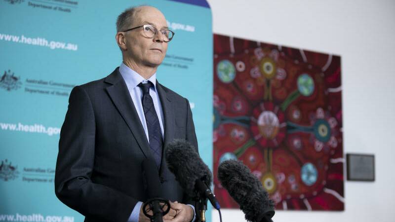 Deputy Chief Medical Officer Paul Kelly provides an update to the COVID-19 situation after a national meeting on schools. Picture: Sitthixay Ditthavong