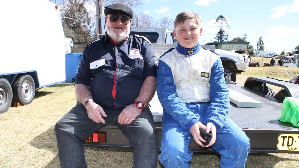 Crew member Graeme 'Grumpy' Syphers with racer Max Bevan. Picture: Alasdair McDonald
