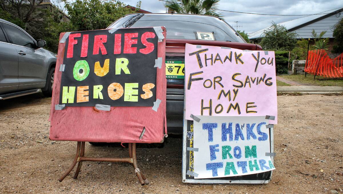 Messages of thanks left by Tathra residents this week. Photo: Alasdair McDonald