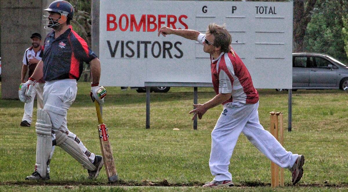 FOUR-FA: Tathra's Jared Colley (right) in action during the 2017/18 season. Colley’s 4/51 from just six overs against Merimbula helped Tathra to a 44 run victory. Picture: Zach Hubber.