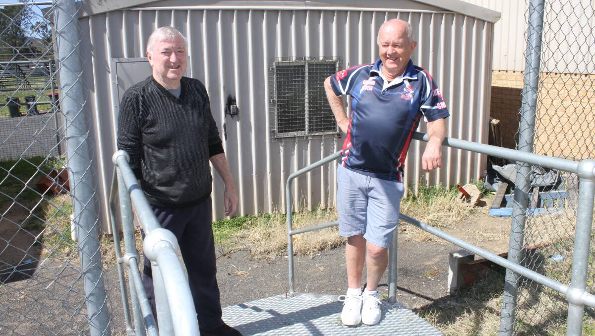 CONCERNED: Bega Roosters Rugby League Football Club president Garry Arkin and club life-member Peter Turner say the plans are not sufficient for all users of the complex. Photo: Alasdair McDonald