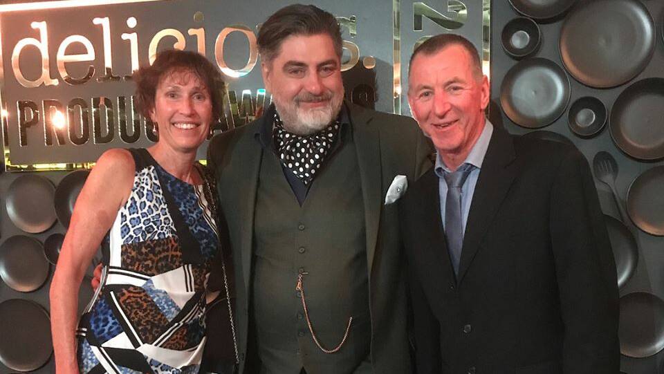 GOLDEN: Jo and Gary Rodely with MasterChef Australia judge Matt Preston at the awards in Sydney. Picture: Supplied
