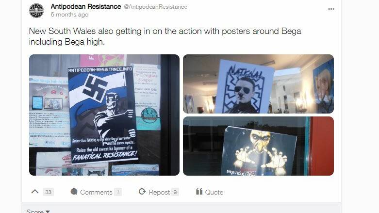 A social media post from the group's postering in Bega in February. 