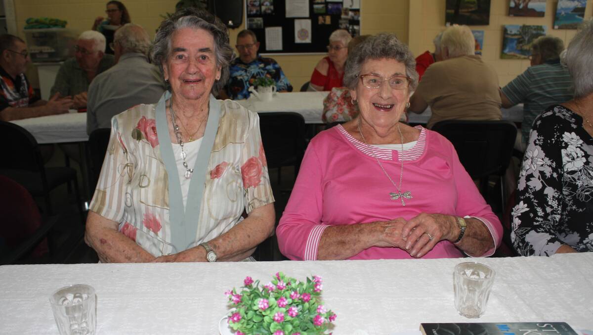 Bega's Olive Cole and Anne Hart at the Bega Valley Meals on Wheels' NSW Seniors festival workshop. Picture: Alasdair McDonald